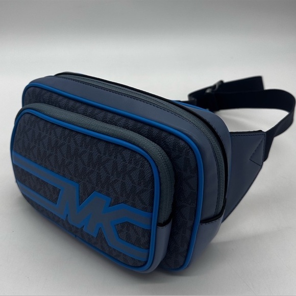 Michael Kors Cooper Double Zip Signature Belt Bag Blue - Picture 8 of 11